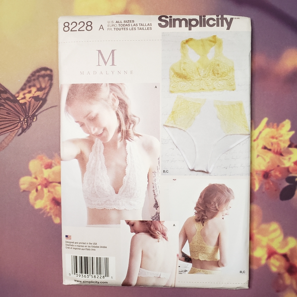 S8228 Simplicity Madalynne Sewing Pattern Bralette